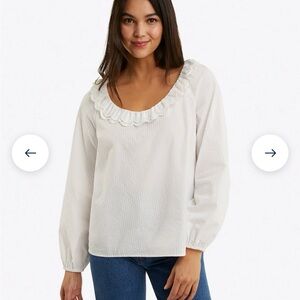 Draper James Reyna Long Sleeve Top in Textured Shirting Stripe